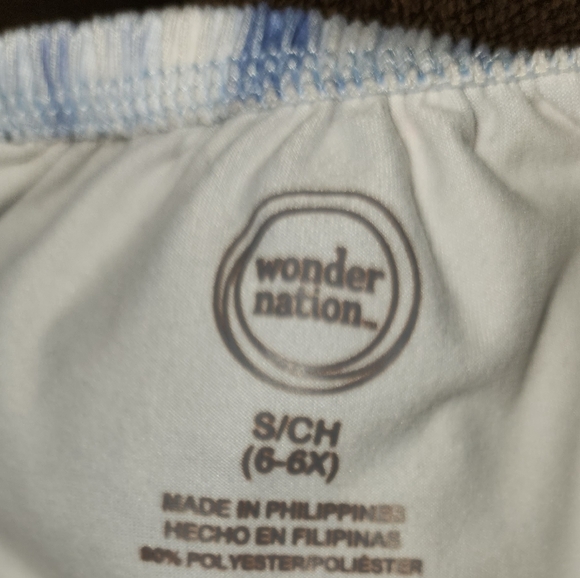 Wonder Nation Blue Tie Dye PomPom Ric Rac Short Sleeved Top Size S/CH 6-6× - Picture 4 of 4